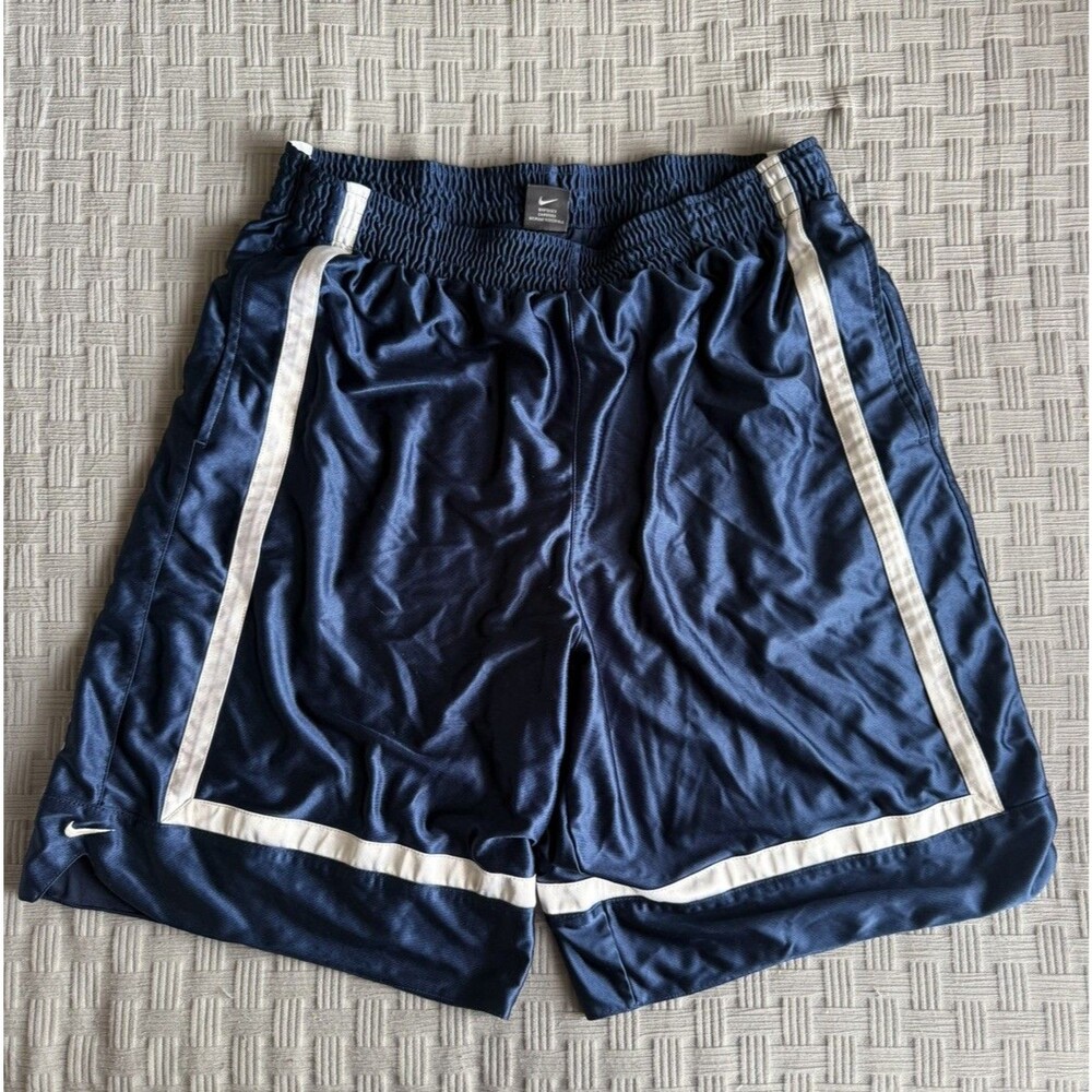 Vtg Nike Dazzle Satin Basketball Shorts Mens XL Navy Blue White Shiny Baggy Y2K
